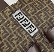 Fortok Fendi Men Strike Large FF Jacquard Fabric Backpack Brown 31.5x16x36cm - 2