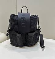 Fortok Fendi Men Strike Large FF Jacquard Fabric Backpack Black 31.5x16x36cm - 1