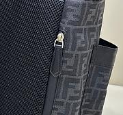 Fortok Fendi Men Strike Large FF Jacquard Fabric Backpack Black 31.5x16x36cm - 5