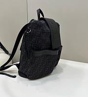 Fortok Fendi Men Strike Large FF Jacquard Fabric Backpack Black 31.5x16x36cm - 3