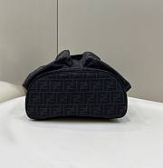 Fortok Fendi Men Strike Large FF Jacquard Fabric Backpack Black 31.5x16x36cm - 2