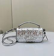 Fortok Fendi Silver Craquele Leather Baguette Bag 8620C 18.5x2.5x10cm - 1