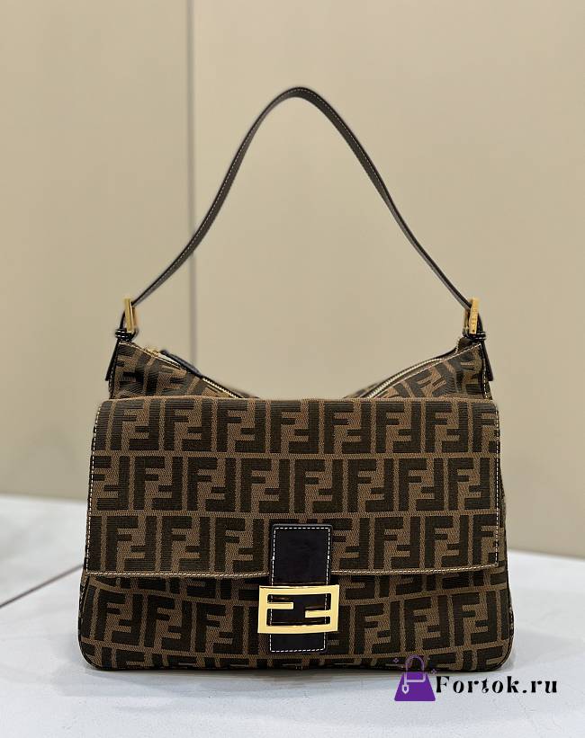 Fortok Fendi Zucca Mama Baguette Tobacco Bag Brown 8329F 34×9×26cm - 1