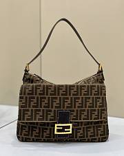 Fortok Fendi Zucca Mama Baguette Tobacco Bag Brown 8329F 34×9×26cm - 1
