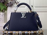 Fortok Louis Vuitton Capucines Bag Monogram Flower Chain Dark Blue M48865 27x18x9cm - 1