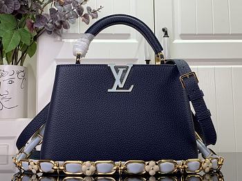 Fortok Louis Vuitton Capucines Bag Monogram Flower Chain Dark Blue M48865 27x18x9cm