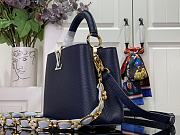 Fortok Louis Vuitton Capucines Bag Monogram Flower Chain Dark Blue M48865 27x18x9cm - 3
