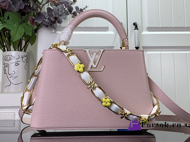 Fortok Louis Vuitton Capucines Bag Monogram Flower Chain Pink M48865 27x18x9cm - 1