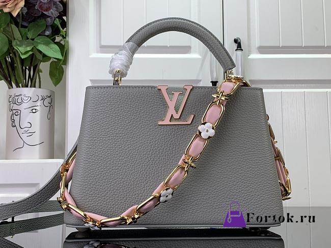 Fortok Louis Vuitton Capucines Bag Monogram Flower Chain Grey M23280 27x18x9cm - 1