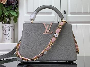 Fortok Louis Vuitton Capucines Bag Monogram Flower Chain Grey M23280 27x18x9cm