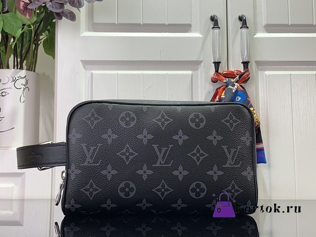 Fortok Louis Vuitton Locker Dopp Kit Bag Black M83113 23x13x12cm - 1