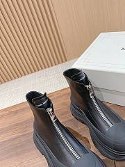 Fortok Alexander McQueen Leather Zipper Casual Boots Black - 6
