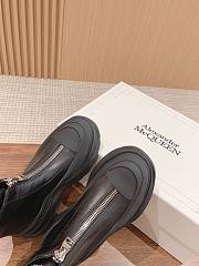 Fortok Alexander McQueen Leather Zipper Casual Boots Black - 5