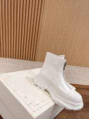 Fortok Alexander McQueen Leather Zipper Casual Boots White - 6