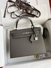 Fortok Hermes Kelly Epsom Bag Gray 25cm - 1