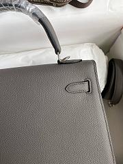 Fortok Hermes Kelly Epsom Bag Gray 25cm - 4