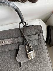 Fortok Hermes Kelly Epsom Bag Gray 25cm - 5