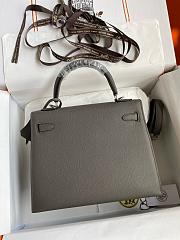 Fortok Hermes Kelly Epsom Bag Gray 25cm - 6