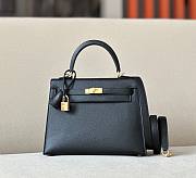 Fortok Hermes Kelly Epsom Bag Black Gold Hardware 25x17x7cm - 1