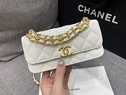 Fortok Chanel 22K Woc Caviar Leather Double Rows And Double C Chain Bag White 16cm - 4