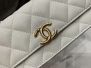 Fortok Chanel 22K Woc Caviar Leather Double Rows And Double C Chain Bag White 16cm - 3