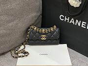 Fortok Chanel 22K Woc Caviar Leather Double Rows And Double C Chain Bag Black 16cm - 1