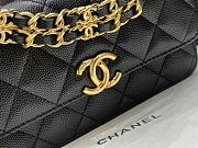 Fortok Chanel 22K Woc Caviar Leather Double Rows And Double C Chain Bag Black 16cm - 3