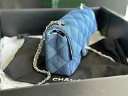 Fortok Chanel Printed Denim Quilted Mini Rectangular Flap Light Blue 20cm - 2