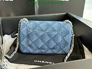 Fortok Chanel Printed Denim Quilted Mini Rectangular Flap Light Blue 20cm - 4