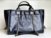 Fortok Chanel Large Embossed Deauville Tote Bag Black 33cm - 1