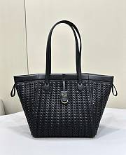 Fortok Fendi Origami Medium Black Interlaced Leather Bag 27x15x27cm - 1