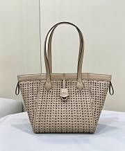 Fortok Fendi Origami Medium Beige Interlaced Leather Bag 27x15x27cm - 1