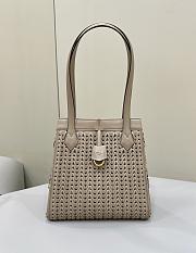 Fortok Fendi Origami Medium Beige Interlaced Leather Bag 27x15x27cm - 2