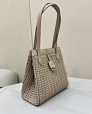 Fortok Fendi Origami Medium Beige Interlaced Leather Bag 27x15x27cm - 4