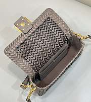 Fortok Fendi Iconic Baguette  Interlaced Leather Bag Brown&Black 27x6.5x15cm - 4