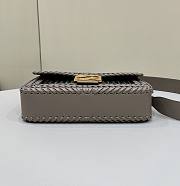 Fortok Fendi Iconic Baguette  Interlaced Leather Bag Brown&Black 27x6.5x15cm - 3