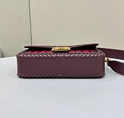 Fortok Fendi Iconic Baguette Interlaced Leather Bag Red 27x6.5x15cm - 5
