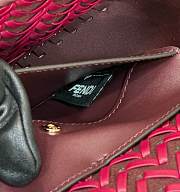 Fortok Fendi Iconic Baguette Interlaced Leather Bag Red 27x6.5x15cm - 4