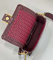 Fortok Fendi Iconic Baguette Interlaced Leather Bag Red 27x6.5x15cm - 3