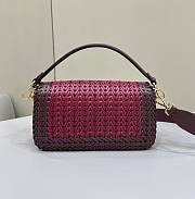 Fortok Fendi Iconic Baguette Interlaced Leather Bag Red 27x6.5x15cm - 2