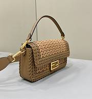 Fortok Fendi Iconic Baguette Interlaced Leather Bag Marron 27x6.5x15cm - 6