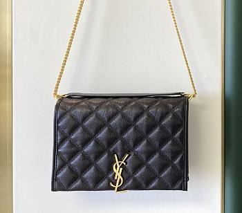 Fortok Saint Laurent Becky Quilted Lambskin Chain Bag Black 25x17x7cm