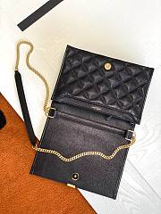 Fortok Saint Laurent Becky Quilted Lambskin Chain Bag Black 25x17x7cm - 3
