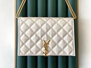 Fortok Saint Laurent Becky Quilted Lambskin Chain Bag White 25x17x7cm - 1