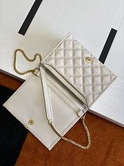 Fortok Saint Laurent Becky Quilted Lambskin Chain Bag White 25x17x7cm - 5