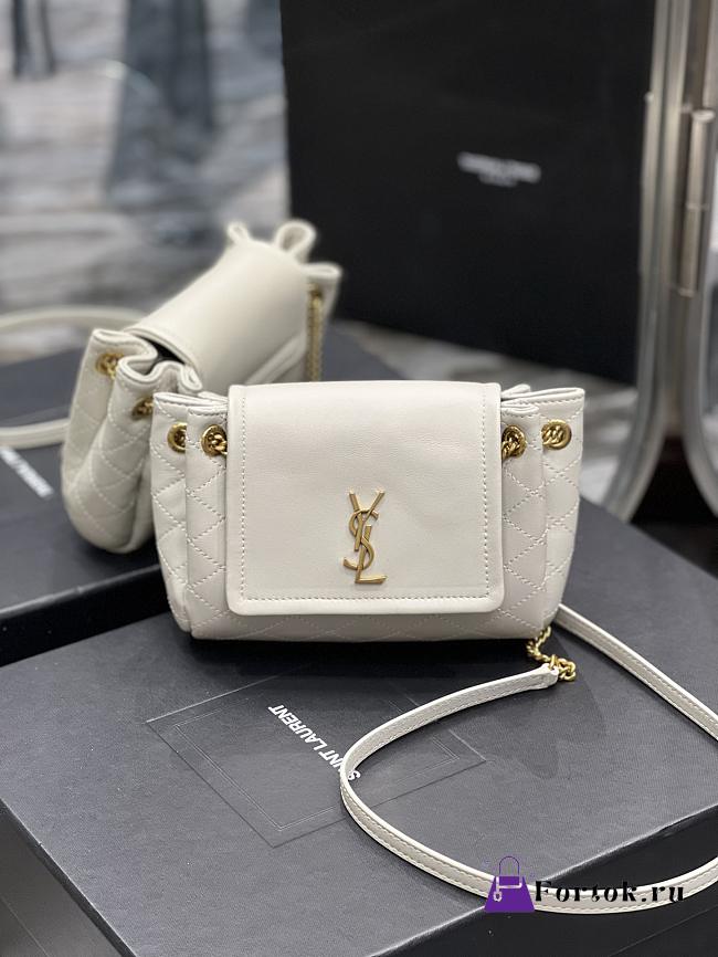 Fortok Saint Laurent Nolita Mini Leather Shoulder Bag White 18x13x6cm - 1