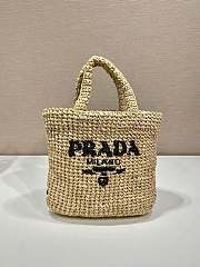 Fortok Prada Metallic Small Crochet Tote Bag in Beige 24x24x8cm - 1