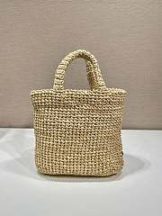 Fortok Prada Metallic Small Crochet Tote Bag in Beige 24x24x8cm - 3