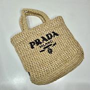 Fortok Prada Metallic Small Crochet Tote Bag in Beige 24x24x8cm - 2