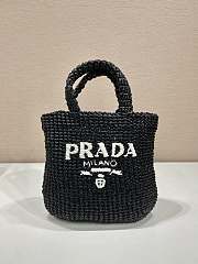 Fortok Prada Metallic Small Crochet Tote Bag in Black 24x24x8cm - 1
